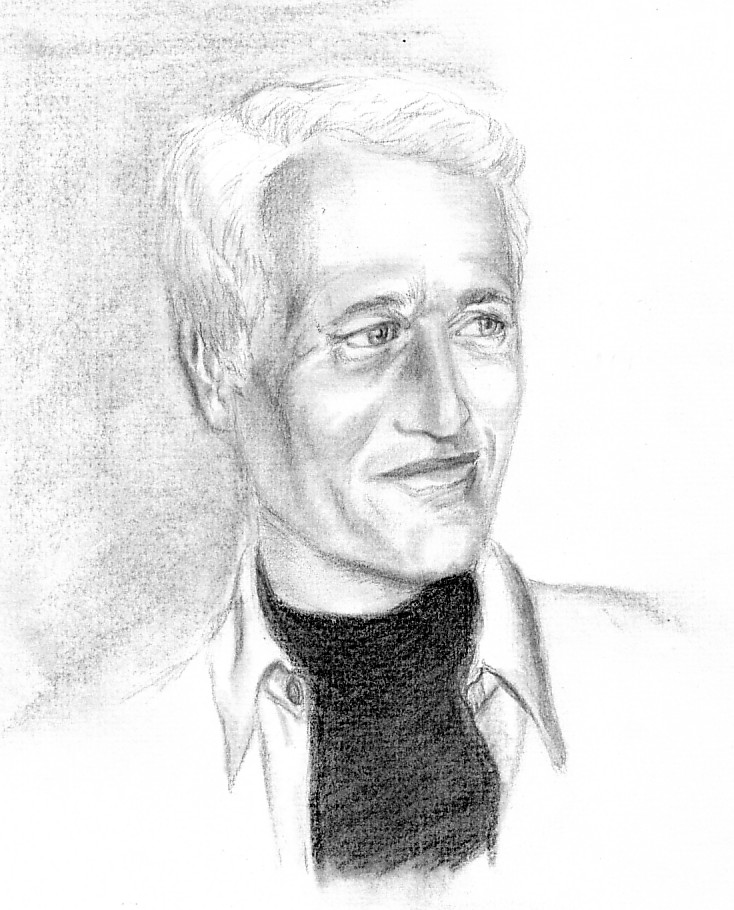 charcoal drawing of actor Paul Newman