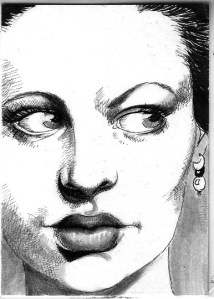portrait-drawing-of-woman-noir-style-by-Mellanie-Collins