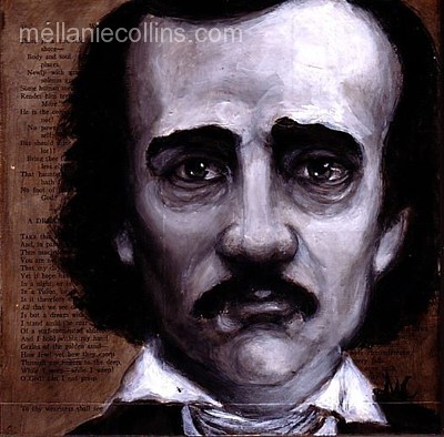 acrylic portrait of Edgar Allan Poe by Mellanie Collins